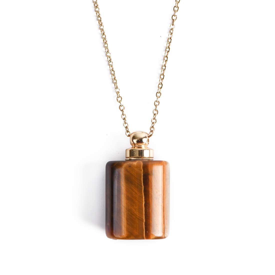 YGLINE Natural Crystal Gemstone Aroma Essential Oil Diffuser Perfume Bottle Necklace Pendant