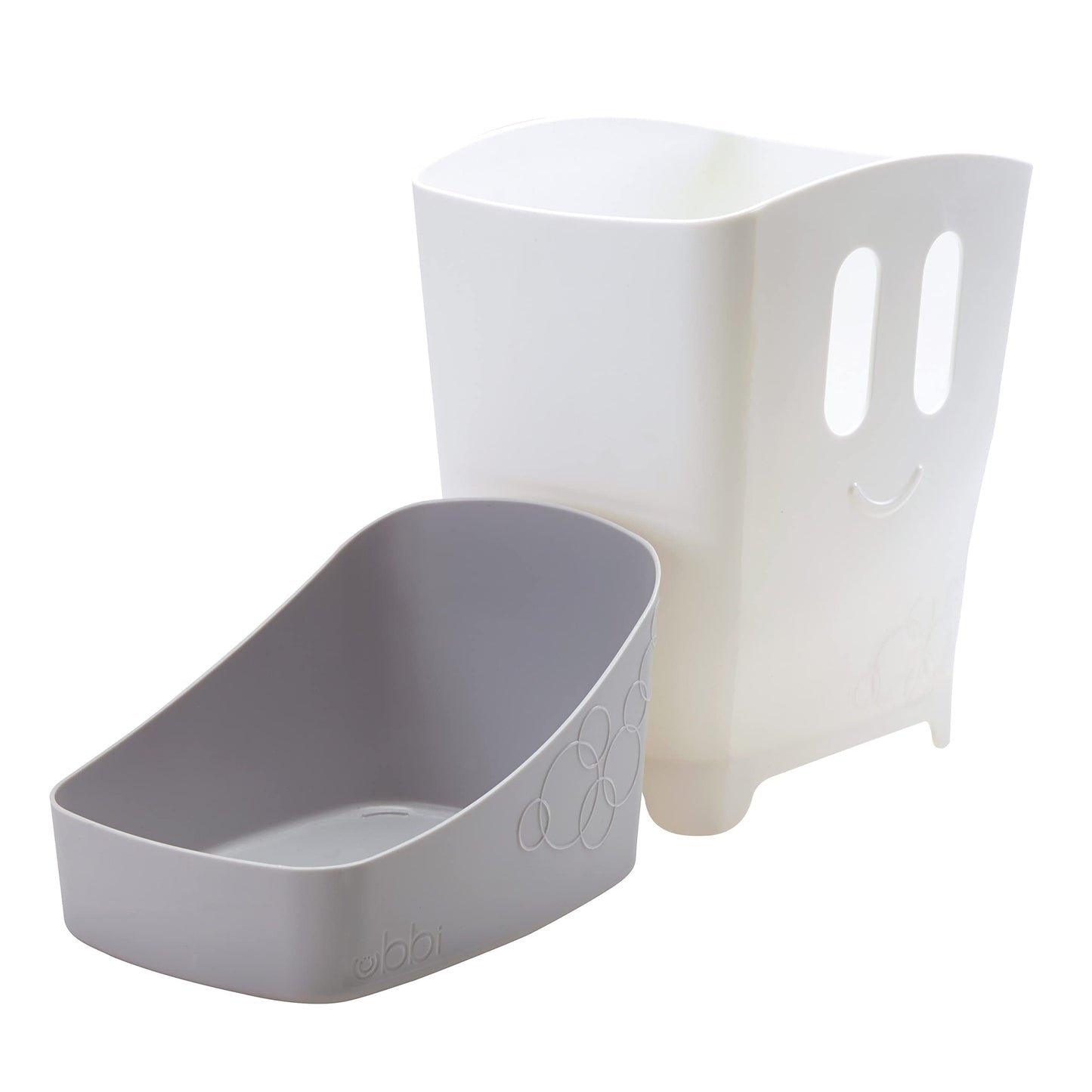 Ubbi Stand Up Bath Toy Storage Organizer with Removable Drying Bin – Freestanding Bath Toy Caddy & Scoop for Toddlers and Baby, Quick Dry Draining Design, Gray