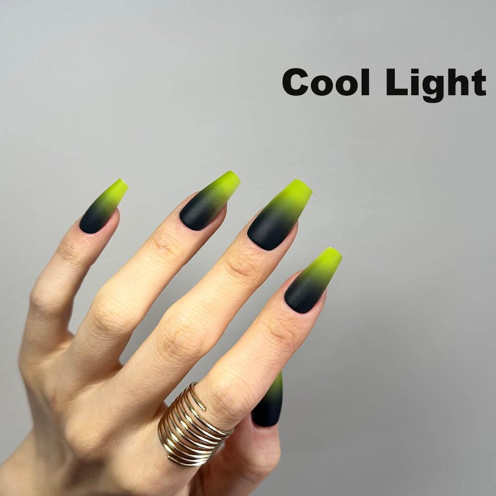 Redykat 24PCS Medium Coffin Matte Press On Nails, Salon Quality Nail Art, Black and Green Acrylic False Nails, Neon Green Fake Nails, Home Quick Manicure (Punk Neon)