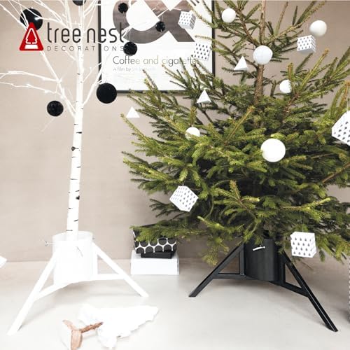Ree Nest Christmas Tree Stand Base Tree Holder Modern Design for 8.5ft Real Trees Steel Stable for Xmas Tree Decoration Geometric (Medium, Black)