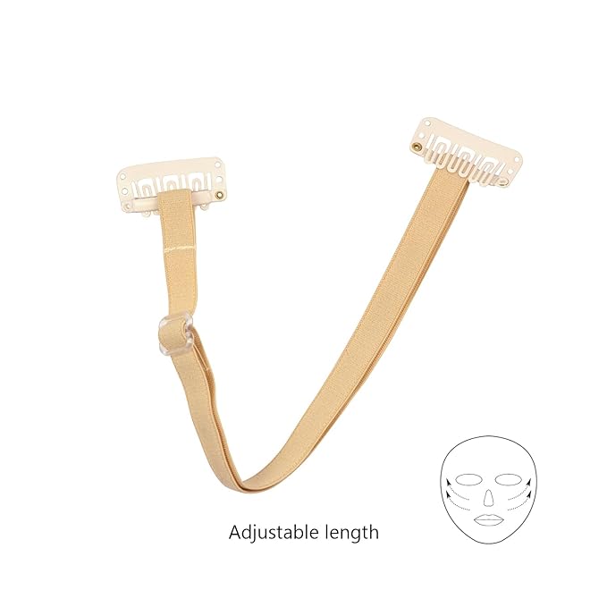 4 Pcs Facelift Bands with Clips Invisible Face Stretching Lifting Strap Adjustable Elastic Band Face Slimming Band (24cm Blonde Single Bands)
