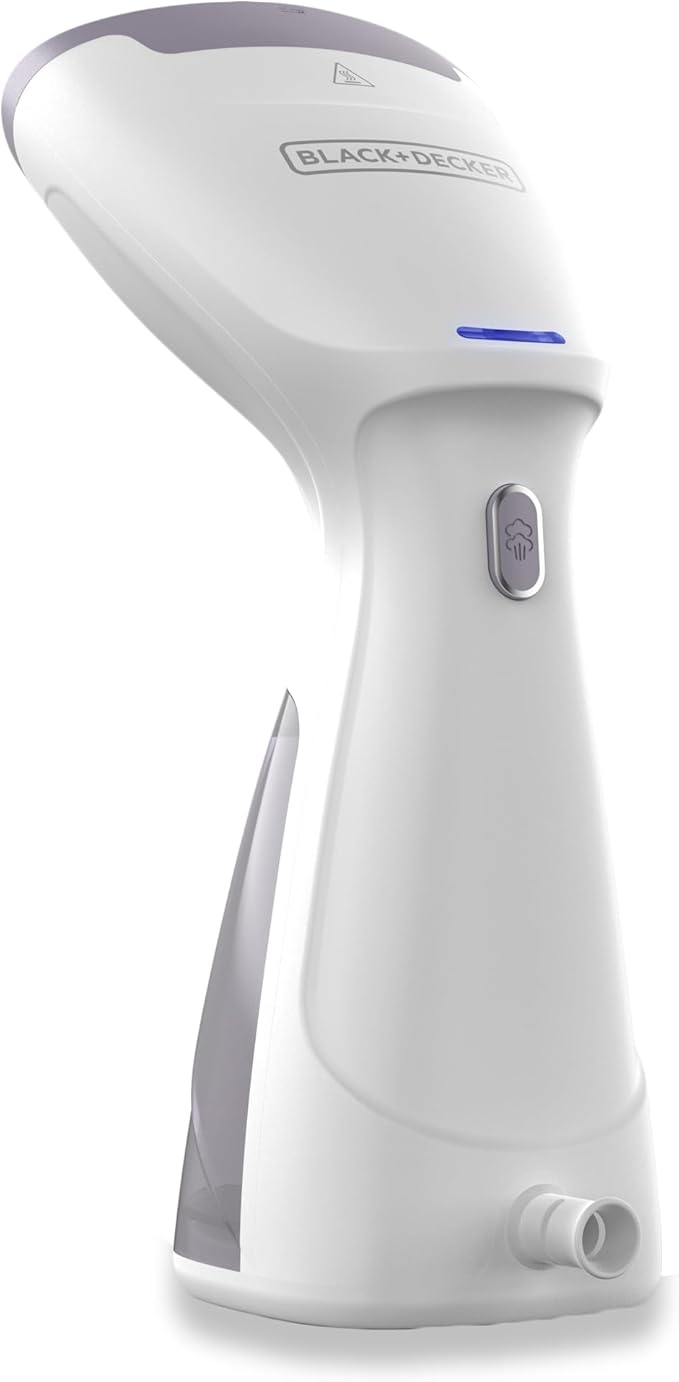 BLACK+DECKER Compact Handheld Steamer, HGS012P, 25-Second Heat Up, 1000 Watts, Removes Wrinkles from Fabrics, Clothing and Upholstery