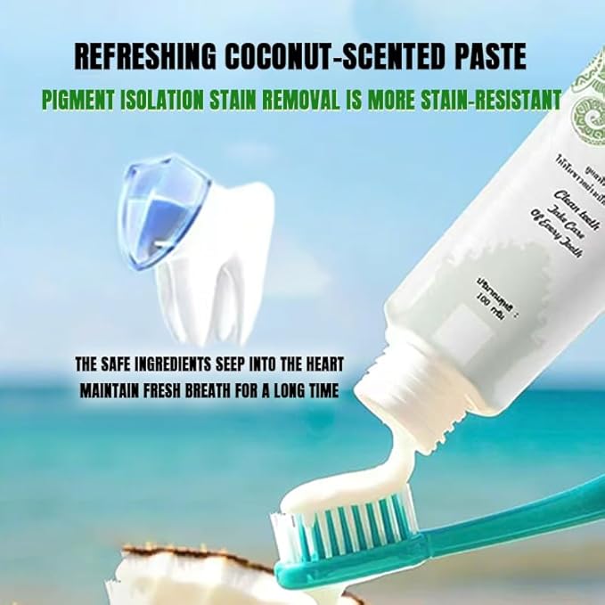 Bivien Coconut Fresh Deep Whitening Fluoride-Free Toothpaste Imported from Thailand (1pcs)
