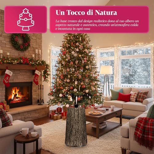 Natural Trunk Base for Christmas Trees, 33 x 27 x H41 + 5 cm, Adapted to Different Types of Trees, Ideal for Any Decor and to Make Your Christmas Decorations Unique