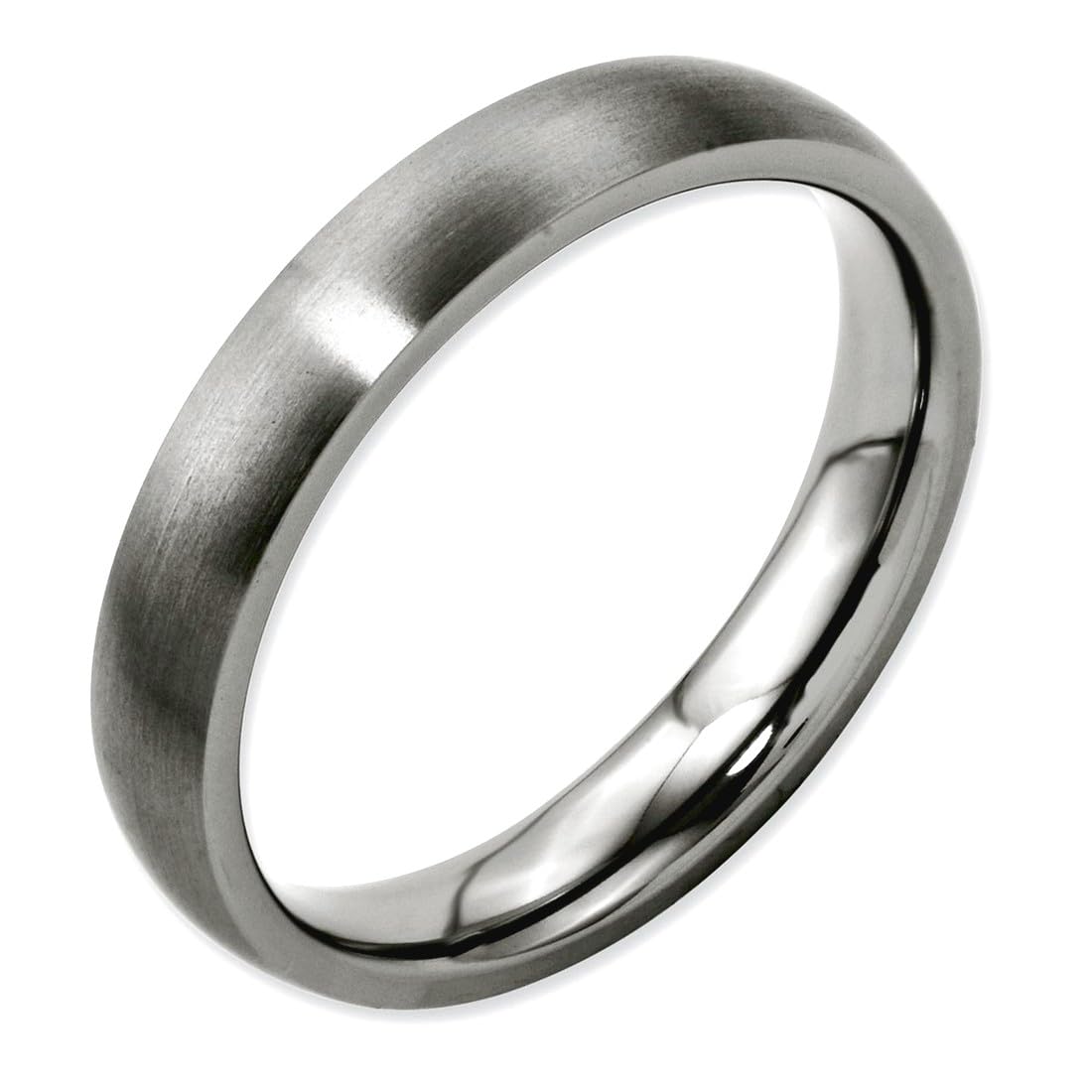 JewelryWeb Titanium Half Round 4mm Brushed Band Ring Size 10 Ring for Women and Men
