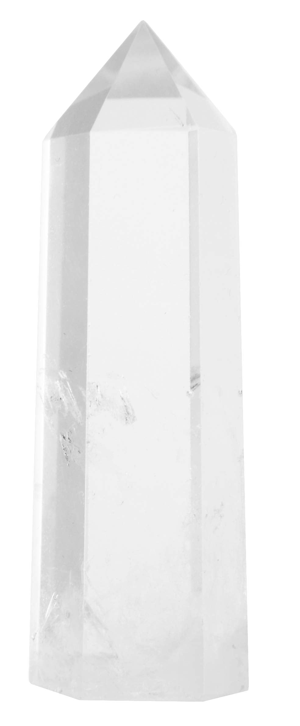 Luckeeper 4" Clear Quartz Crystal Wand Obelisk | Polished 6 Faceted Reiki Chakra Meditation Therapy,1PCS