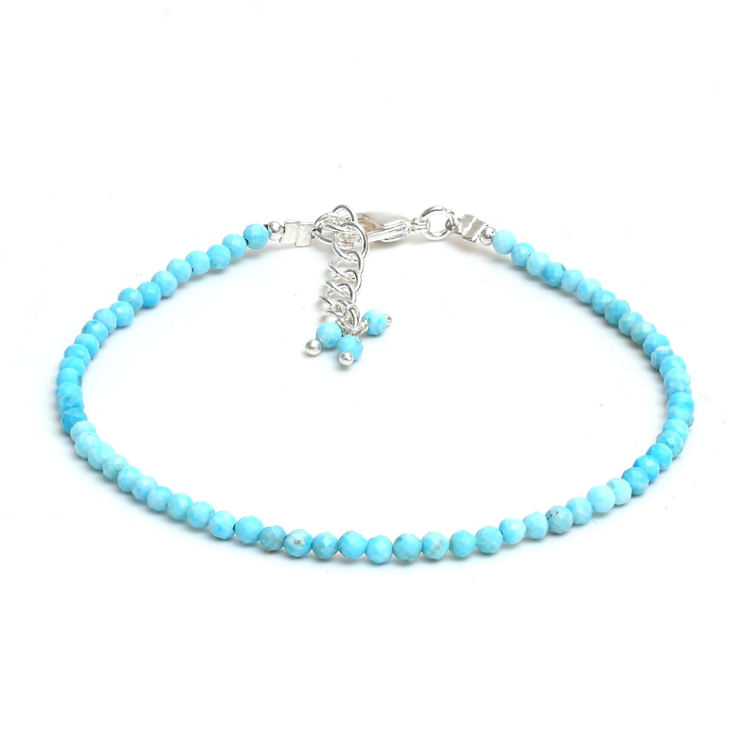Gempires Turquoise Bracelet for Women | Dainty Handmade Gemstone Beads 2.5 mm | Minimalist Stacking Bracelet | Adjustable Lightweight Everyday Jewelry | Boho Blue Stone Gift for Her