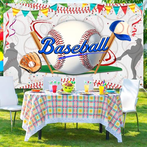 Baseball Birthday Backdrop Baseball Sports Theme Photography Background Sport Themed Party Decorations Banner for Baby Shower Kids Boys Teenager Photo Booth Studio Props 10x7ft FU052DX - size: 10x7ft