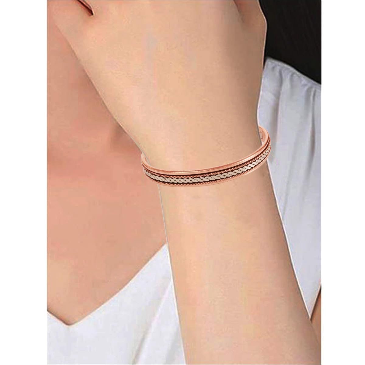 Touchstone copper bracelets | gift for men women |adjustable 100% pure solid real magnetic jewelry | handmade bracelet set combo | rope braided tibetan bangles. Set of 3 different designs