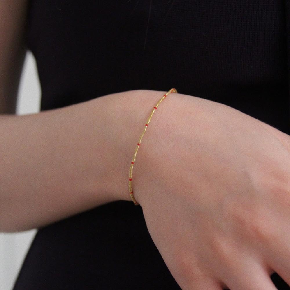CCNMADE Wish Thread Bracelet Gift for Mom Girlfriend Boyfriend BF Couple Gold Dragon 11.8" (Gold&Red)