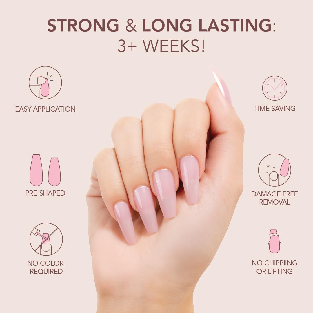 Kiara Sky Professional Nails *NEW* Cover Gelly Tip Case Soft Gel Nail Extensions (Coffin Medium - Amore)