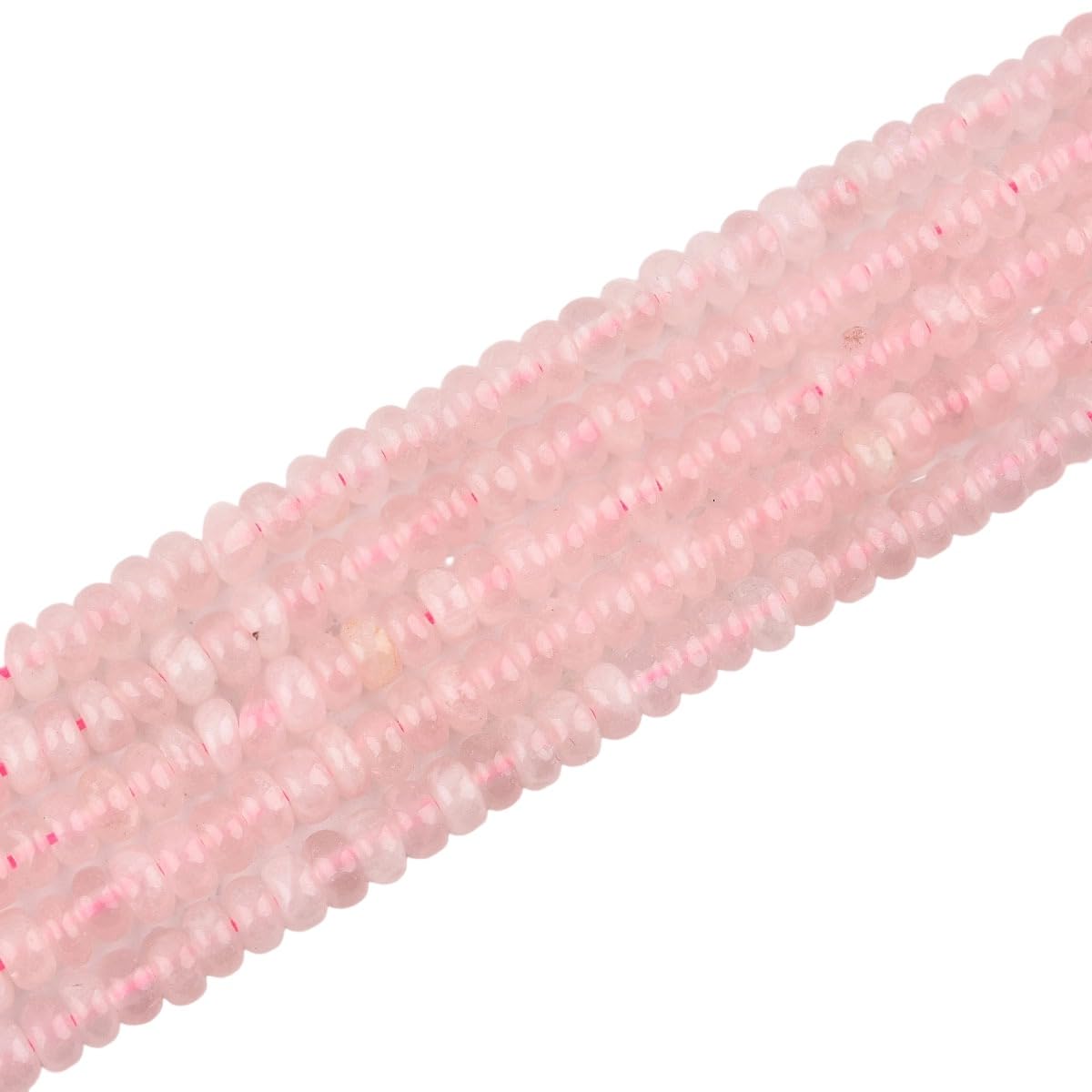 160pcs 4x2mm Natural Pink Rose Quartz Stone Disk Rondelle Spacer Semi Precious Gemstone Loose Beads for Jewelry Making 15 Inch