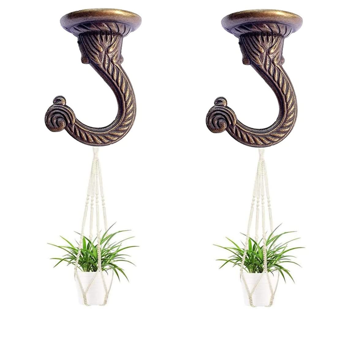 GDQLCNXB Swag Ceiling Hooks Heavy Duty Swag Hook Hanging Plants Chandeliers Wind Chimes Ornament Hooks for Home Office Kitchen ， 6 Sets 55mm/2.17" (Bronze,Large).