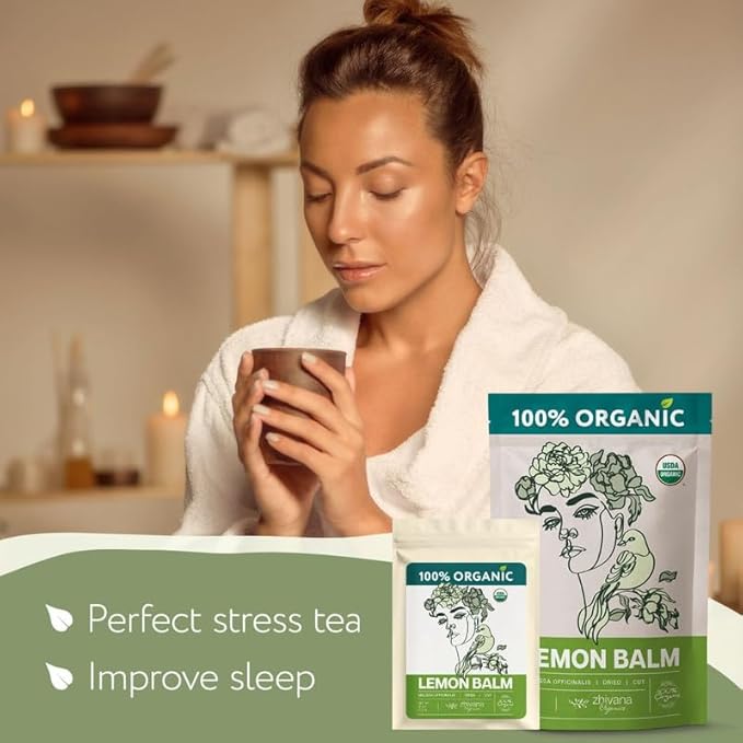 Organic Lemon Balm Leaves (4oz.) - Lemon Balm Tea Organic - Loose Leaf Melissa Tea - Te de Tolonjil - Natural Support for Stress Response, Sleep, Digestion