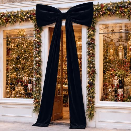 Knitgrip 1 Pack 28x118 in Christmas Large Velvet Bows, Black
