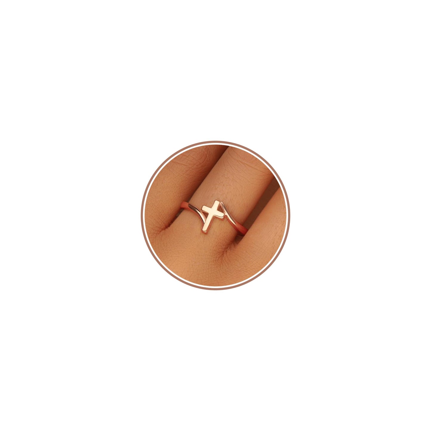 Punhem Gold Cross Statement Rings for Women 14K Gold Silver Tone Non Tarnish Cute Band High Polished Smooth Comfort Fit Size 5-10