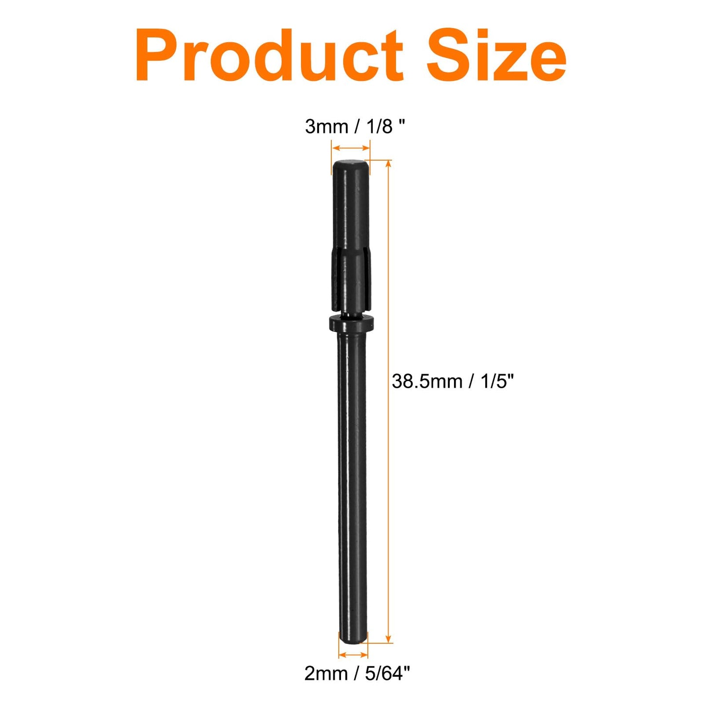 HARFINGTON 2pcs Small Mandrel Bit for Sanding Band Nail Drilling, 3mm (1/8") Mini Stainless Steel Nail Sander Drill Bit for Electric Drill File Machine, Manicure Nail Tool, Black