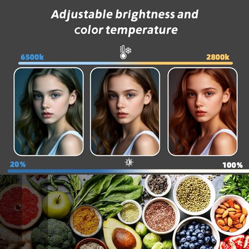 2-Pack LED Video Light Panel, 2700K-7500K Bi-Color Dimmable Photography Lighting Kit with 60" Tripod Stands & Phone Holders, CRI 95+ Studio Lights for Streaming, YouTube, TikTok, Zoom