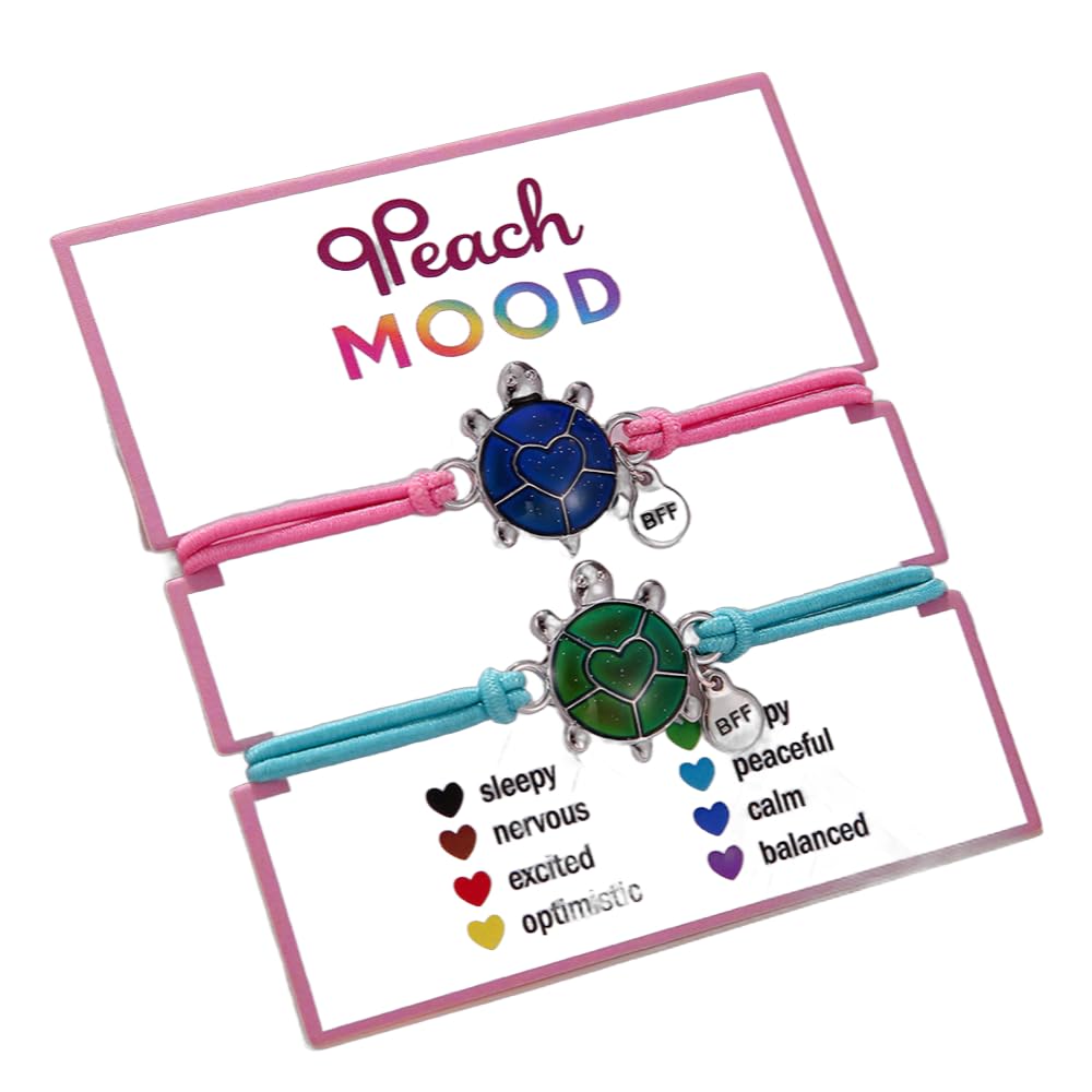 Dinosaur Frog Turtle Dragon Color Changing Mood Bracelet Set for Women Emotion Feeling Temperature Sensing Wrap Bracelet with Card Friendship Jewelry-Turtle