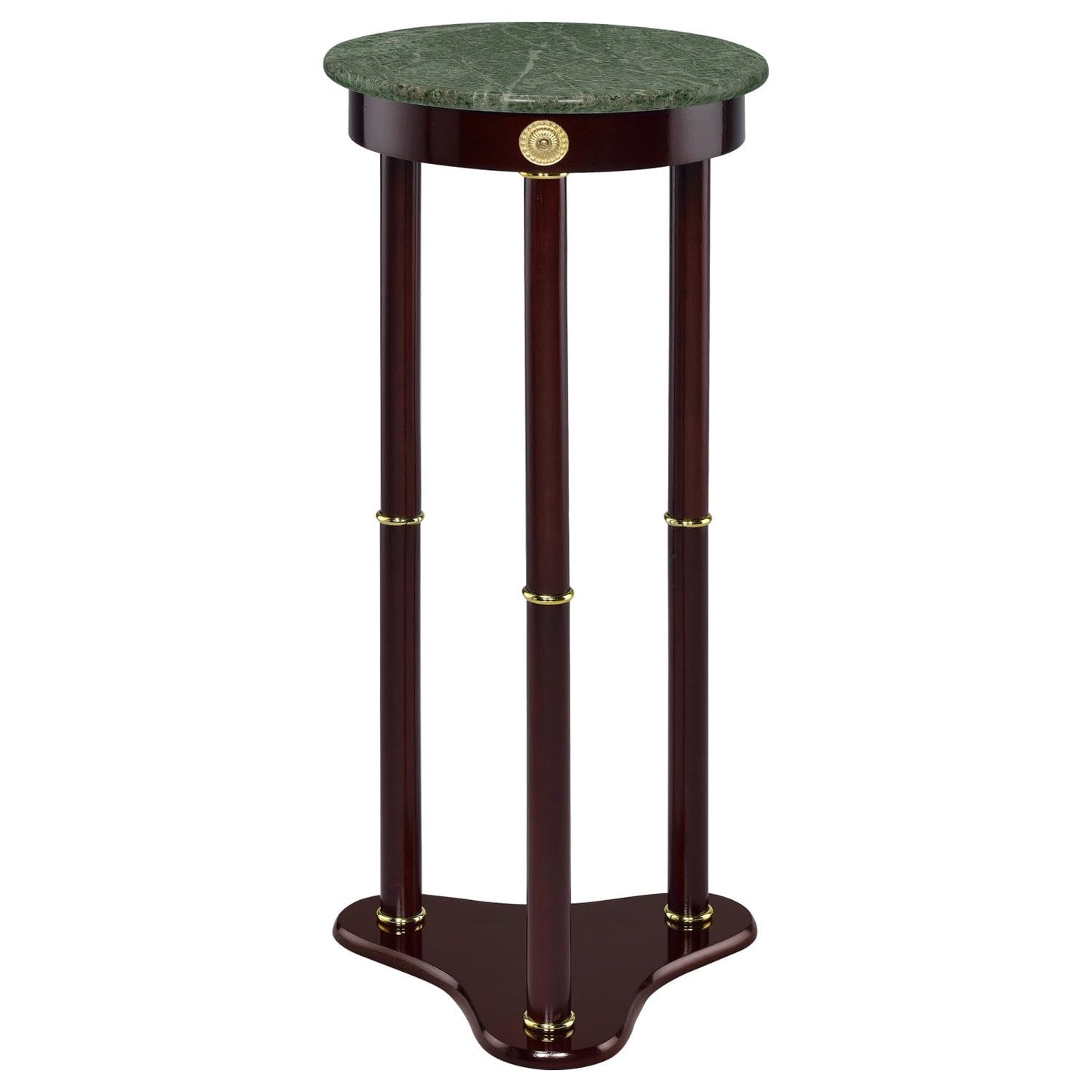 Elna Merlot and Green Accent Side Table with Round Top Plant Stand