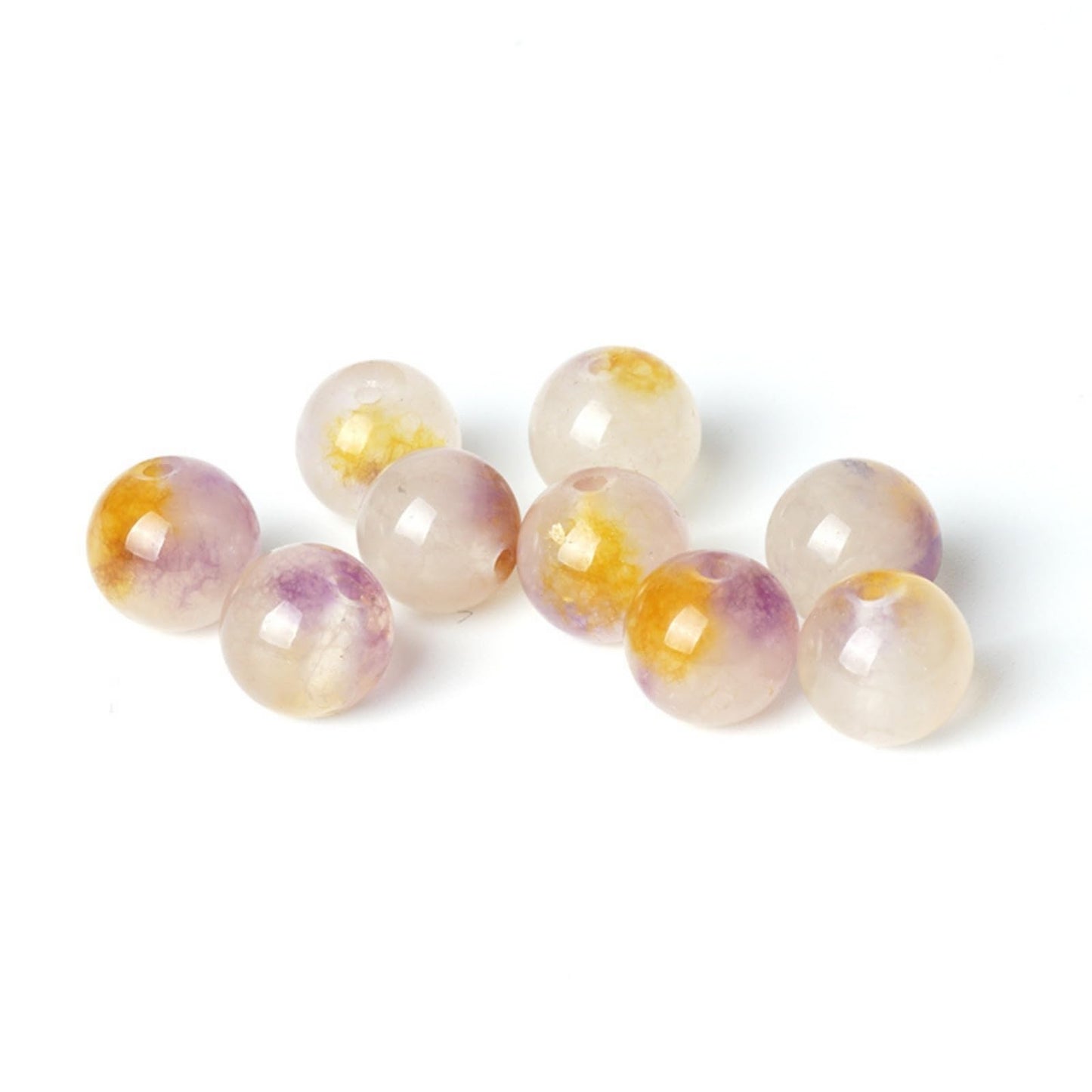 100Pcs Natural Stone Beads 6mm Puple Yellow Jasper Round Loose Gemstone Energy Healing Beads Hole Size 1mm DIY Smooth Beads for Bracelet Necklace Earrings Jewelry Making