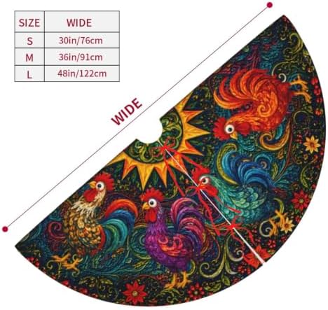 Christmas Rooster Christmas Tree Skirt Xmas Tree Skirt, Winter Christmas Tree Mat for Home Party Holiday Indoor Outdoor Decorations