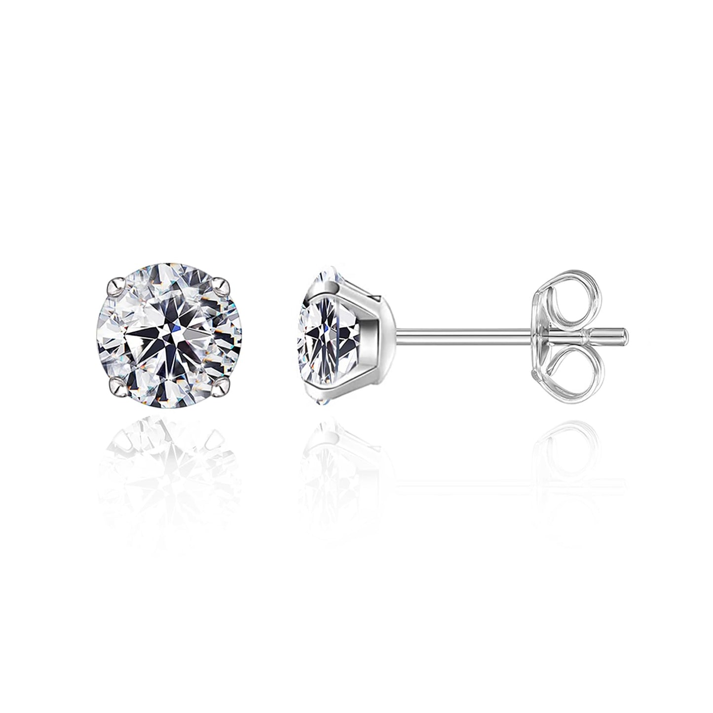 Limerencia Hypoallergenic G23 Titanium Earrings, F136 Implant Grade Pure Titanium, Suitable for Sensitive Ears with Birthstone Crystals CZ Simulated Diamonds (White Gems)