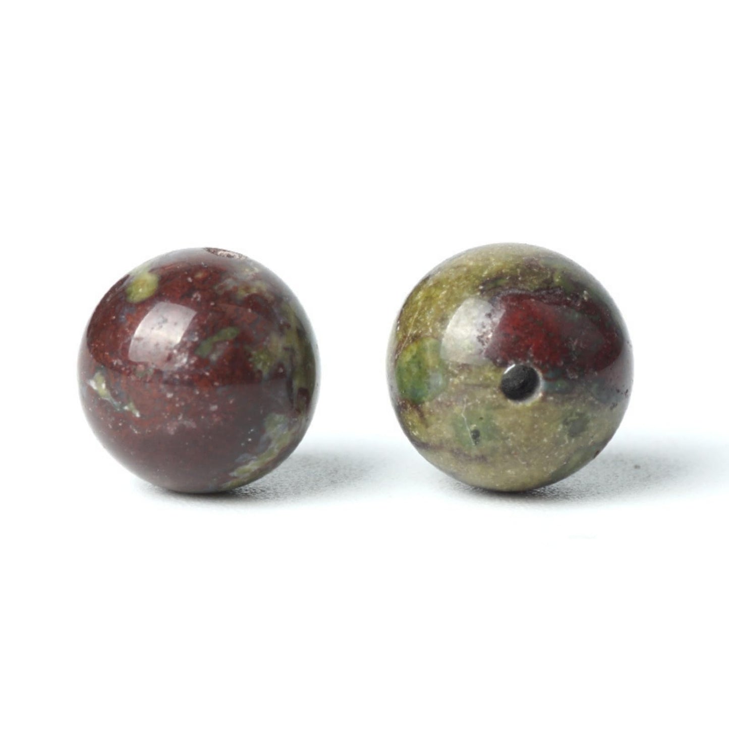 100Pcs Natural Stone 6mm Dragon Bloodstone Round Loose Gemstone Energy Healing Beads Hole Size 1mm DIY Smooth Beads for Bracelet Necklace Earrings Jewelry Making