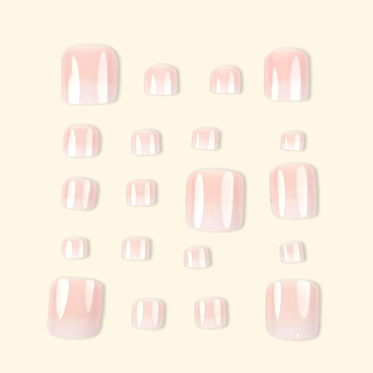 Nude Press on Toenails Short Square Fake Toe Nails Ombre False Toenails Glossy Full Cover Acrylic Glue on Toenail Cute Toe Nails Artificial Stick on Toenail for Women Manicure 24 Pcs