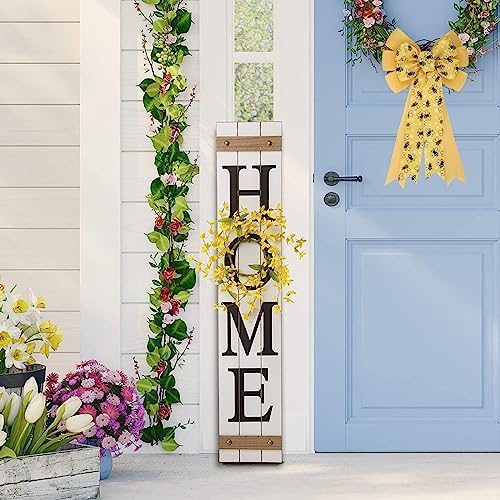 Meseey Large Yellow Bumble Bee Burlap Bow Black and Yellow Honey Bee and Floral Wreaths Bows for Gift Wrapping Tree Topper Front Door Party Home Decorations (Bee) (Y-Bumblebee)