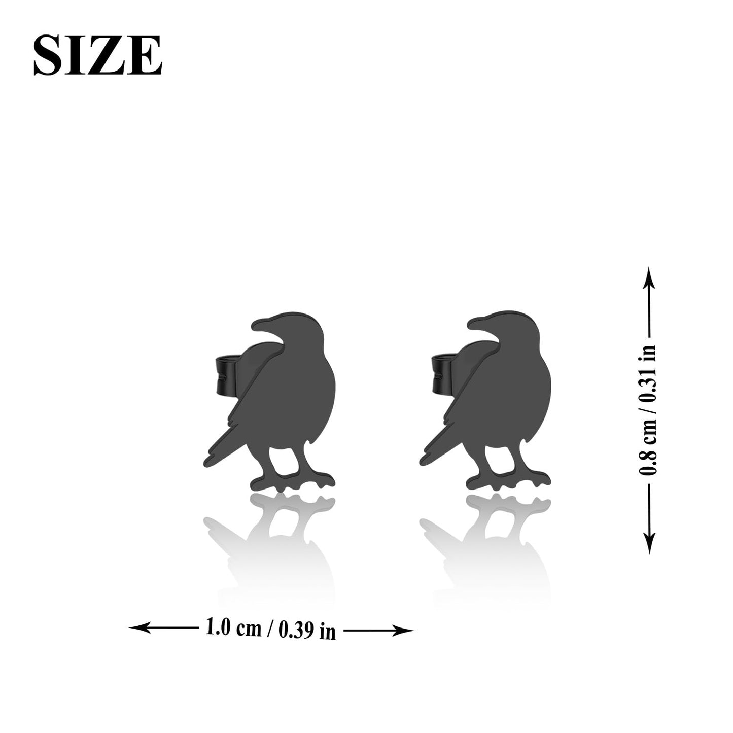 OKEYCH Raven Lover Gift Raven Themed Stud Earrings Who Loves Crow Jewelry Crow Bird Merch (Raven Themed Stud E)