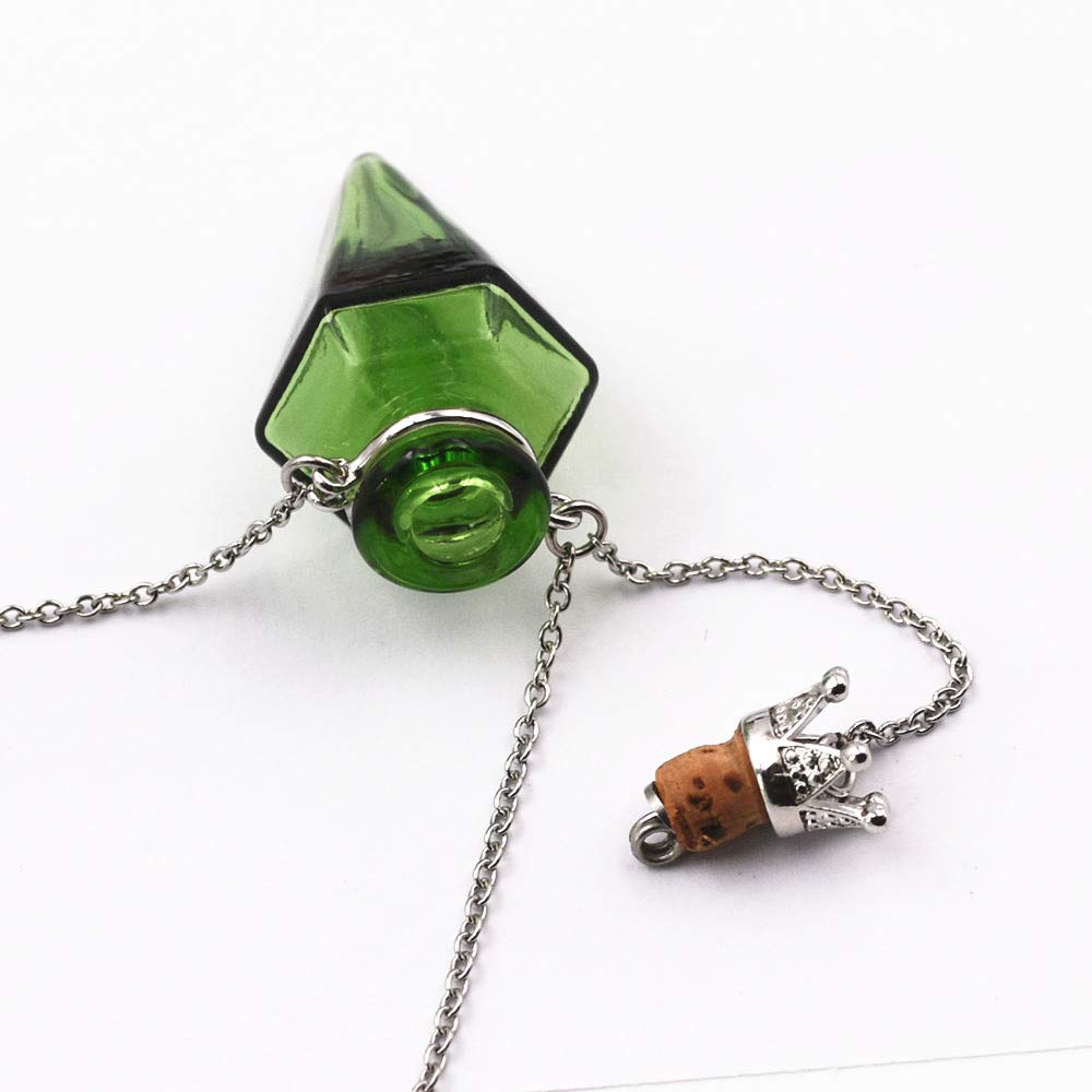 Colored glass Pendant Necklace Aromatherapy Perfume bottle necklace 50cm Stainless steel chain (Yellow)