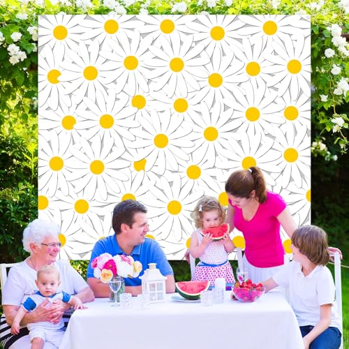 Wiooffen Daisy Party Backdrop Spring Groovy Boho Birthday Decorations Daisy Flower Backdrop Photography Background Spring Floral Banner for Women Girls Birthday Party Wedding Baby Shower Photo Props