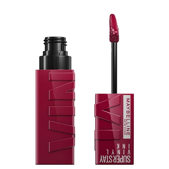 MAYBELLINE Super Stay Vinyl Ink Longwear No-Budge Liquid Lipcolor Makeup Bundle with Mauve Nude 0.14 fl oz and Berry Burgundy 0.14 fl oz Lipsticks