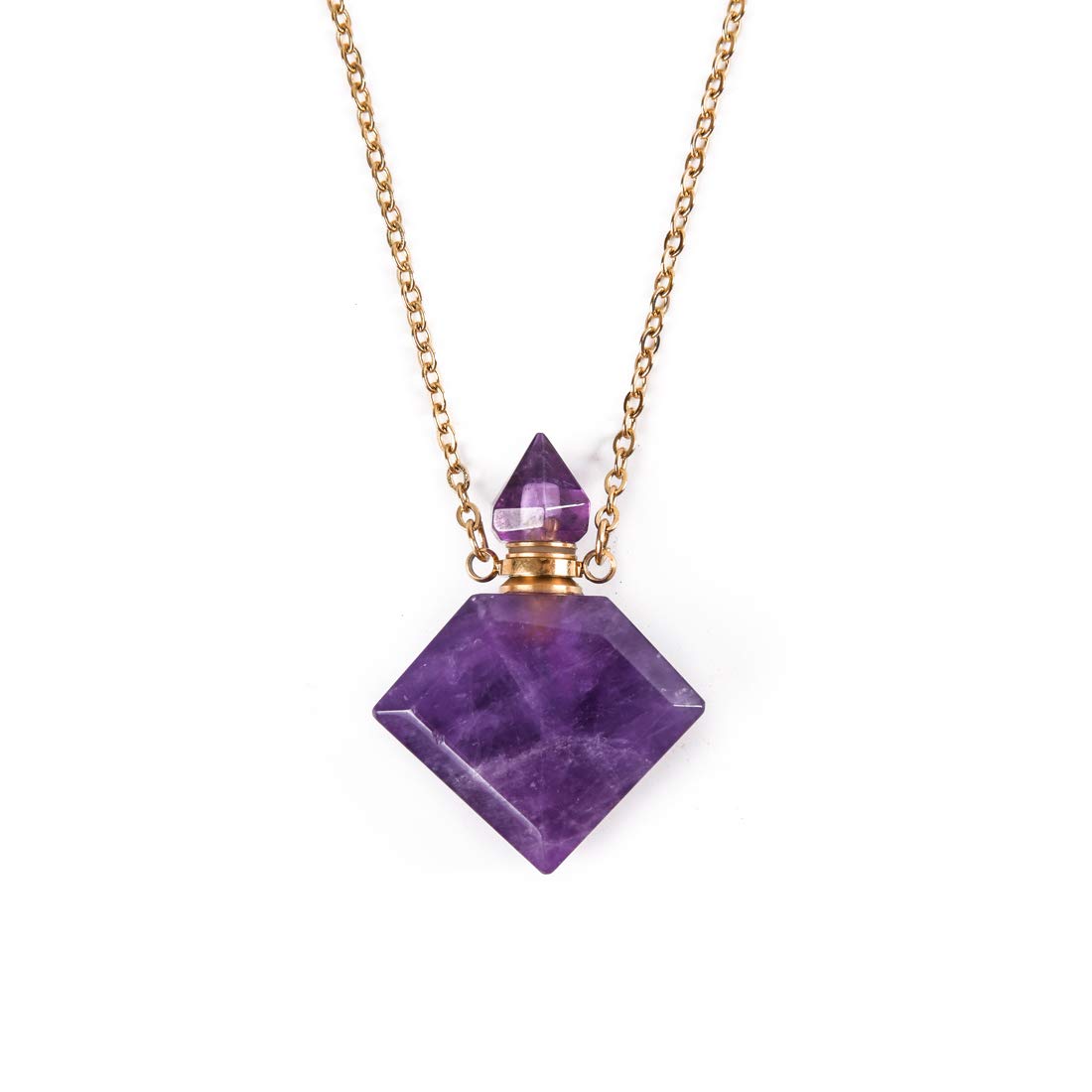 YGLINE Crystal Necklaces Faceted Crystal Stone Perfume Bottle Pendant for Women Diffuser Necklaces