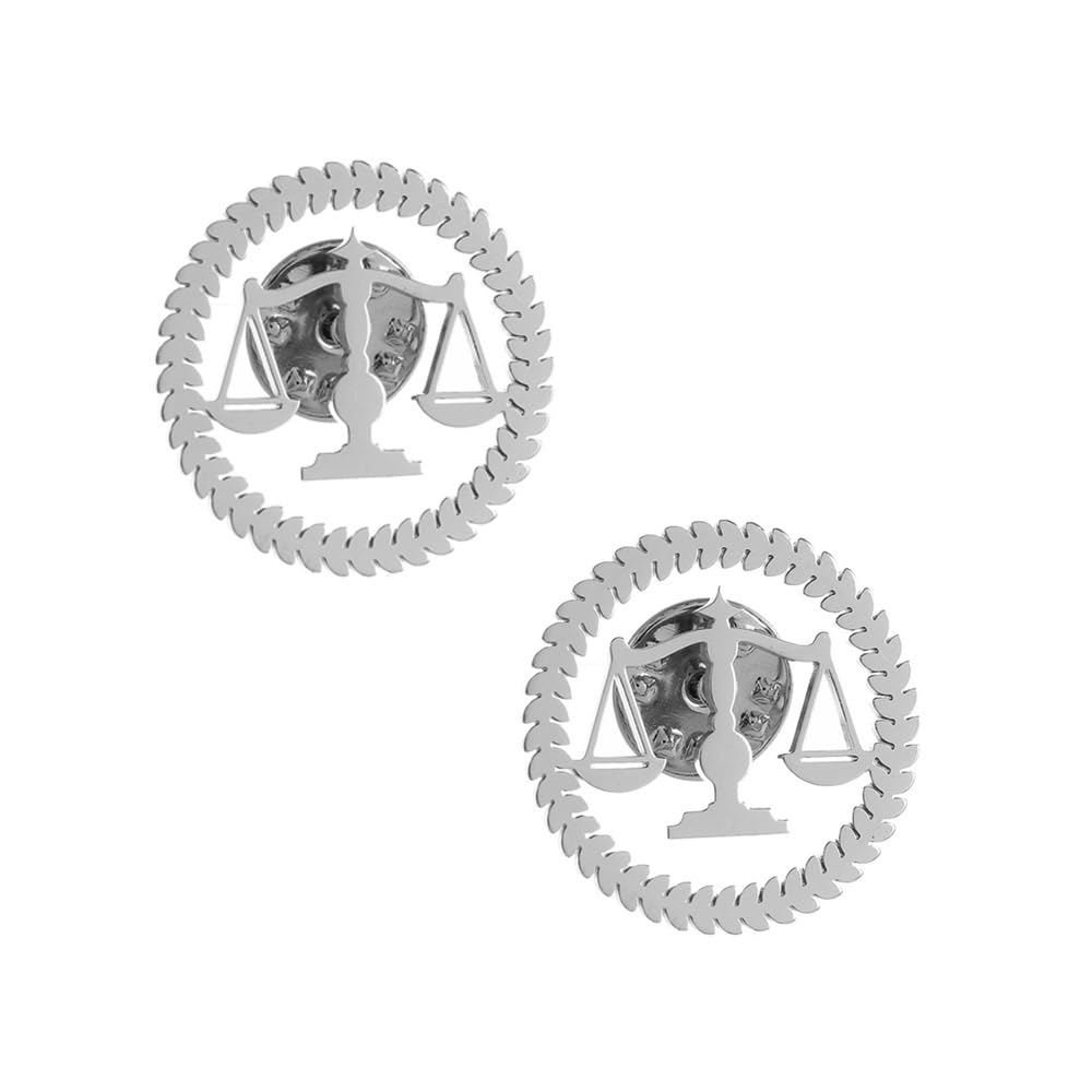 Metal Balance Badges Suit Brooch Libra Scales Brooches For Men (2pcs silver)