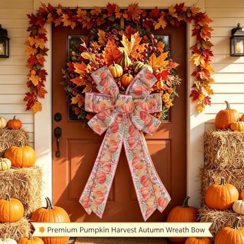 2 PCS Large Fall Bows for Wreath Fall Tree Topper Bow
