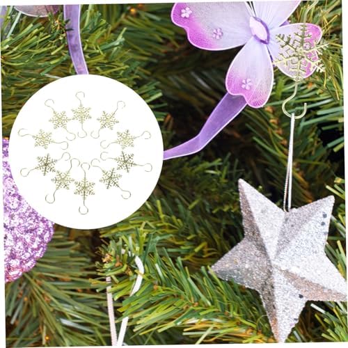 10pcs Christmas Snowflake Hooks for Mantel Stocking Holders for Fireplace for Hanging Ornaments Lights Wreaths and Holiday Decorations