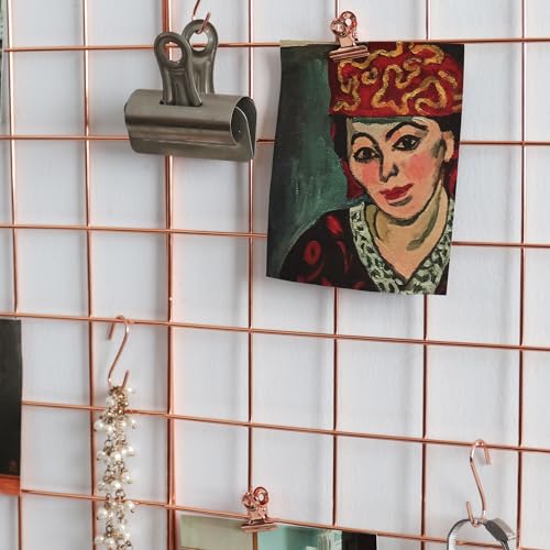 Metal Mesh Wall Grid Panel for Photo Display,Message Board,Size: 17.5" x 11.8",Pack of 2 (Rose Gold) - color: Rose Gold