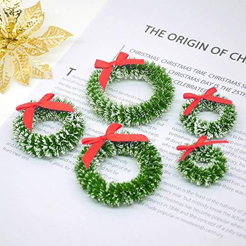 Christmas Decoration 6 Mini Christmas Wreath Christmas Home Decorations Christmas Tree DIY Floral Wedding Artificial Wreath Pendant Jewelry (Color : Light Pink Diameter : 4cm) (Fluorescence Yellow 6