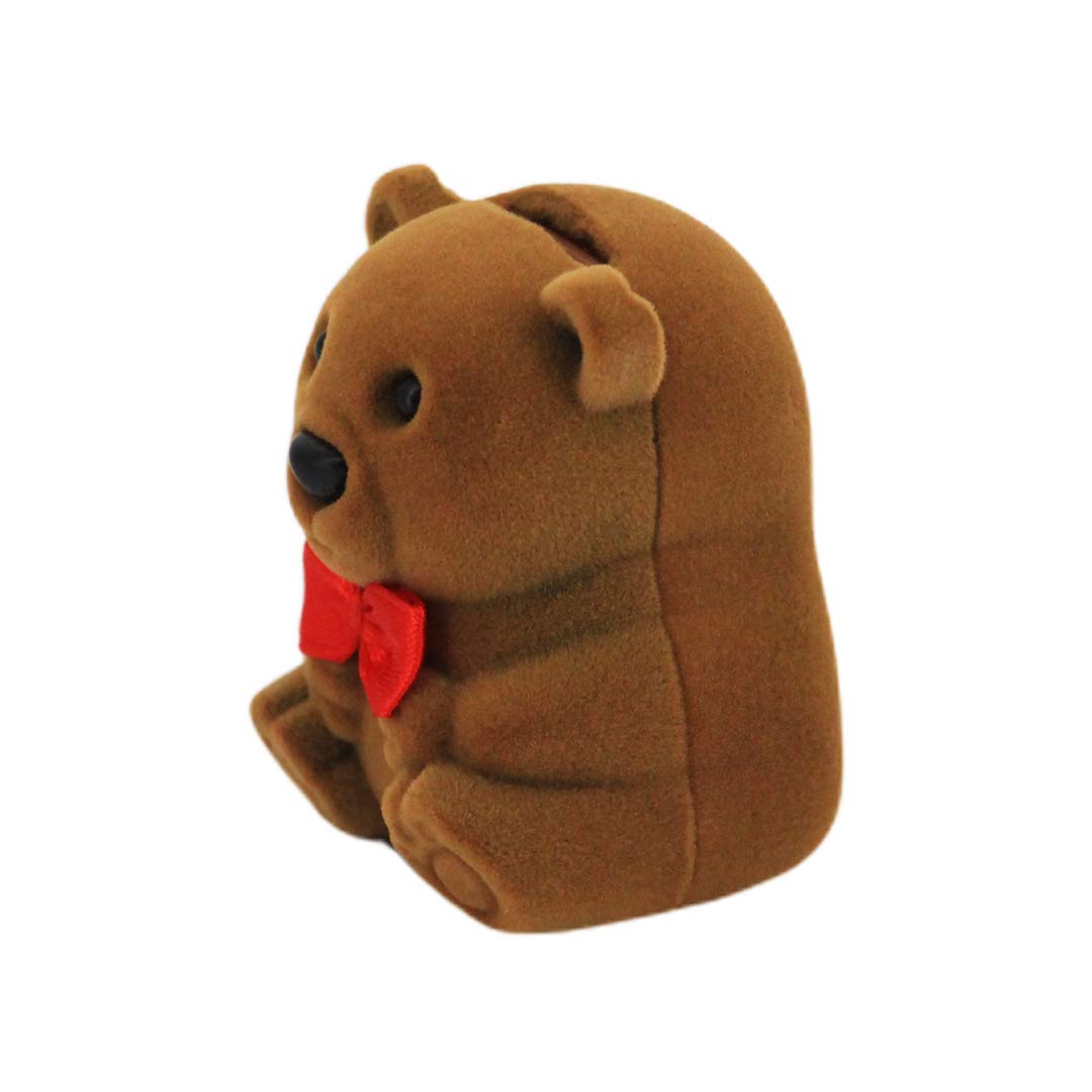 Naimo 2pcs Velvet Mini Bear Display Box Ring Pendant Earring Boxes Storage Case Gift Box for Proposal Engagement Wedding
