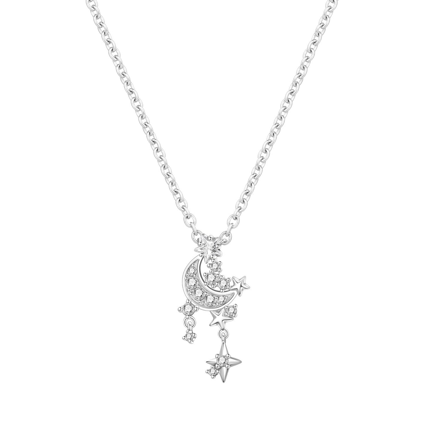 MISEFF 925 Sterling Silver Fashion Pendant Necklace for Women，Fashion Jewelry, 18K Gold Plated， Advanced Retro Series Link Chains ，Basic Multifunctional Accessories Suitable for Multiple Occasions and Daily Wear (Starry Sky)