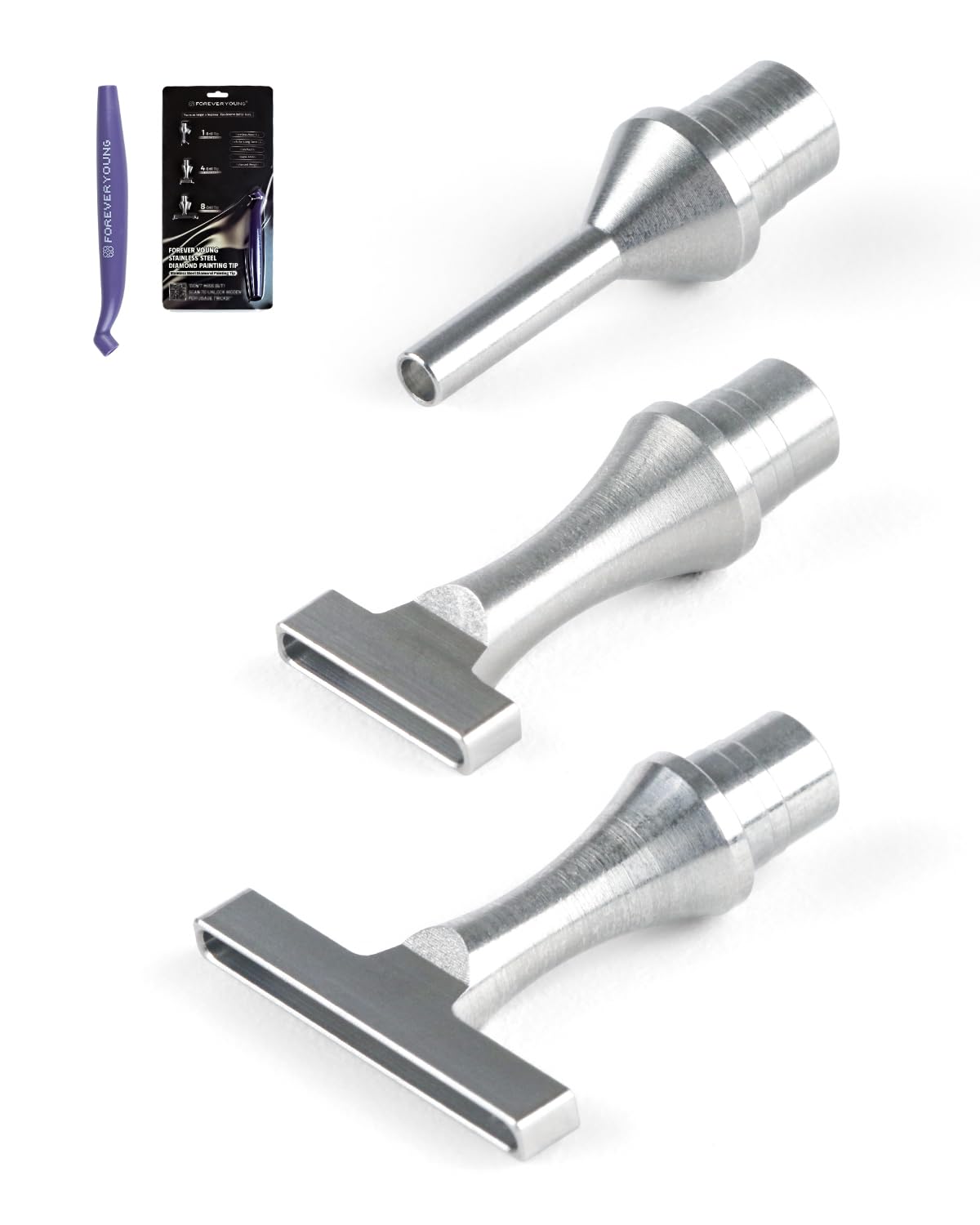 ForeverYoung Stainless Steel Diamond Painting Pen Tips Kit, Unbreakable, Shape-Stable, Thin, Diamond Art Accessories and Tools, Multi-Size Drill Placement, Includes Pen and Three Drill Tips (1&4&8)