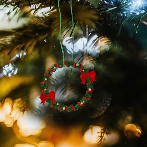400pcs Christmas Ornament Hangers with Snap Locking Fasteners, 20cm Precut Ribbon Hanging Ropes for Holiday Decoration, Green Metallic Strings for Christmas Tree Bauble Hooks