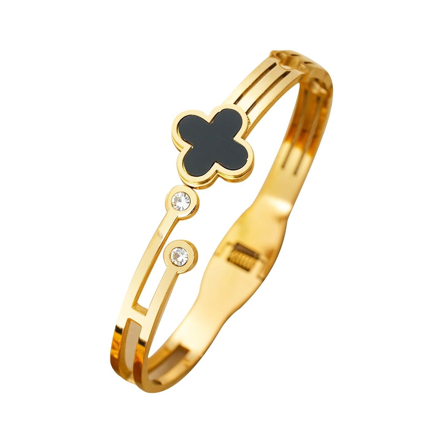 Vbvbip 18K Gold Plated 316L Stainless Steel Bangle Bracelet Collection - 12 Unique Designs + Matching Diamond-Accent Titanium Steel Chain, Gift for Women
