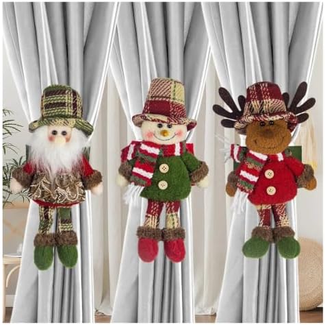 Christmas Curtain Hooks, Snowman Old Man Elk Window Ornament