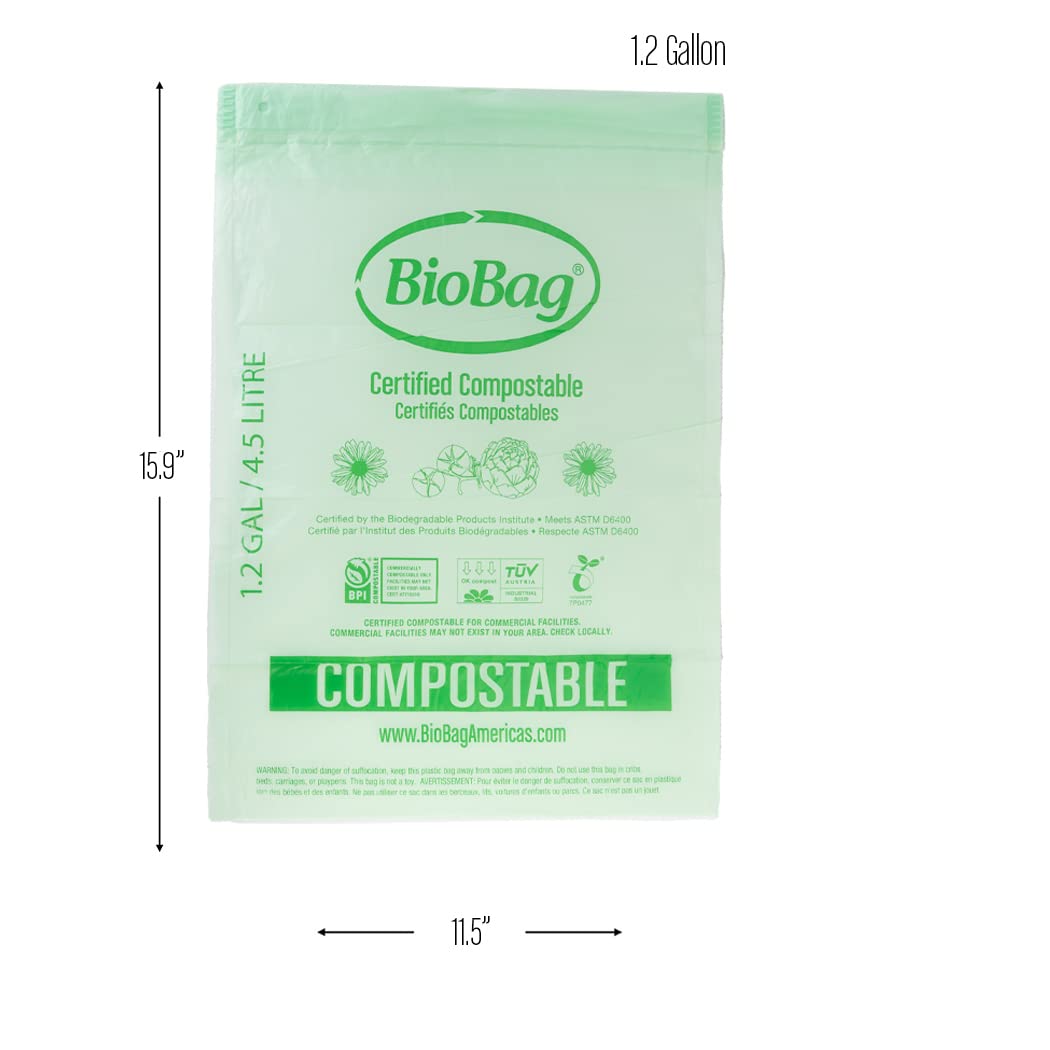 1.2 Gallon Compostable Drawstring Food Scrap Bags by BioBag (80 Count)