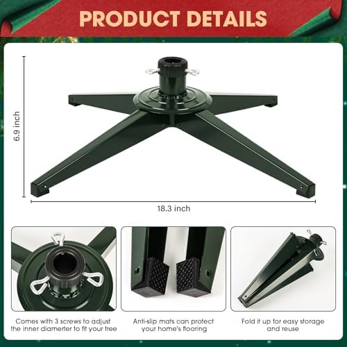 Metal Foldable Christmas Tree Stand Base,for up to 7.8Ft Christmas Trees