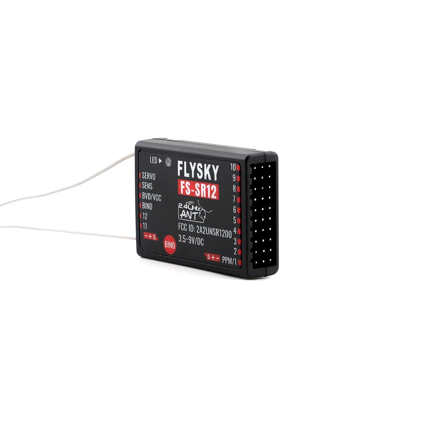GoolRC Flysky FS-SR12 Receiver, 2.4GHz 12CH Receiver ANT Protocol Dual Antennas Compatible with Flysky FS-ST8 FS-G7P Radio Transmitter for RC Airplane Helicopter Quadcopter Drone Robot Car and Boat