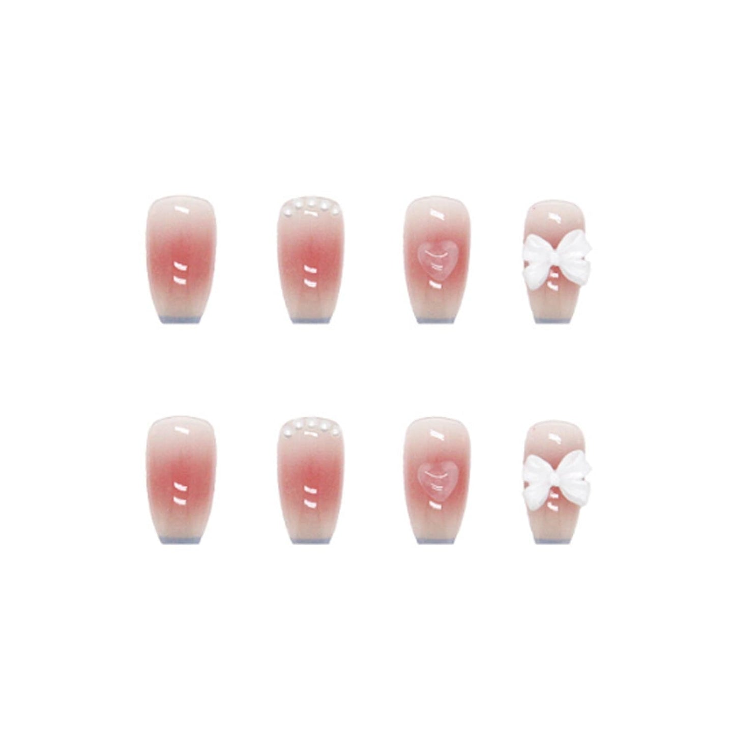 Hkanlre 3D Press on Nails Medium Fake Coffin Nails Tips Full Cover Luxury False Nails for Women and Girls 24PCS